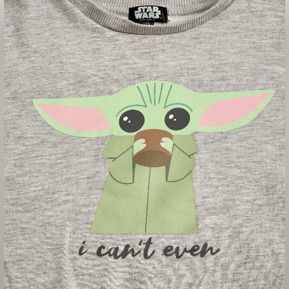 Star Wars Girls Gray/Green Kids Sweatshirt Baby Yoda Grogu Top, sz Lg (14) - Picture 2 of 12